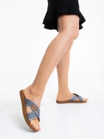 Papuci dama gri din material textil Eveline