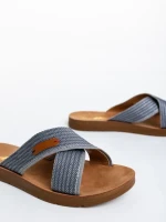 Papuci dama gri din material textil Eveline