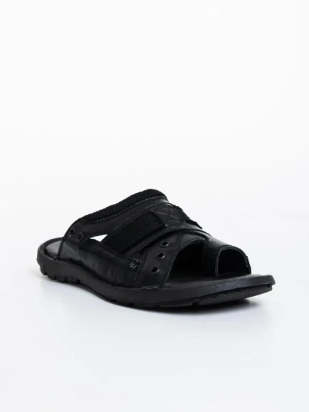 Papuci barbati negri din piele ecologica Jastom