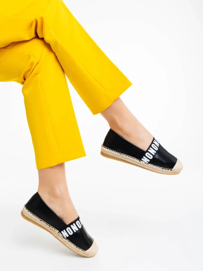 Espadrile dama negre din piele ecologica Rodica