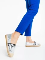 Espadrile dama argintii din piele ecologica Rodica