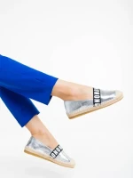 Espadrile dama argintii din piele ecologica Rodica