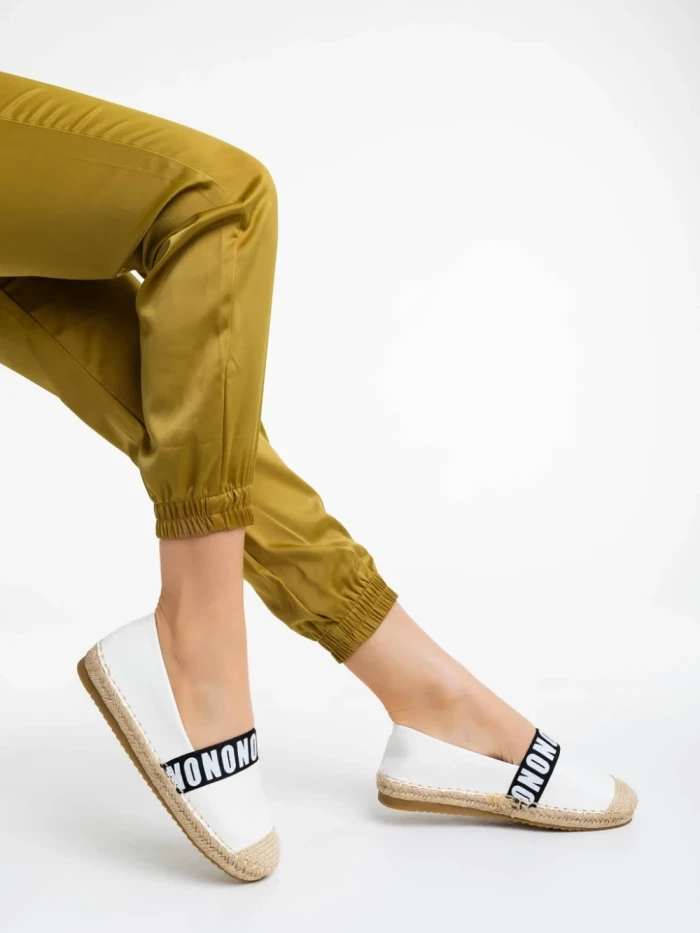 Espadrile dama albe din piele ecologica Rodica