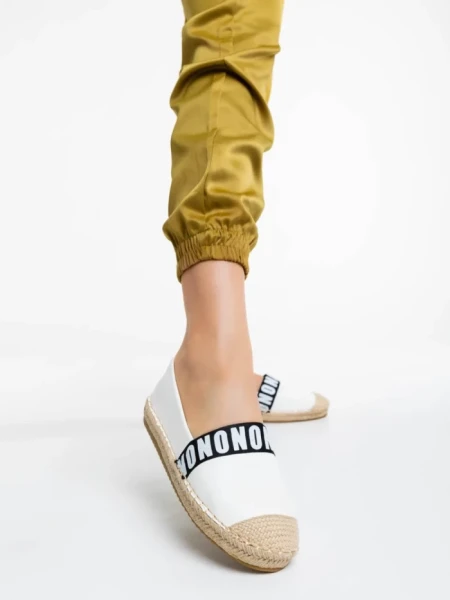 Espadrile dama albe din piele ecologica Rodica