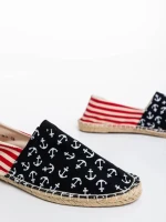 Espadrile dama negre cu rosu din material textil Anaida