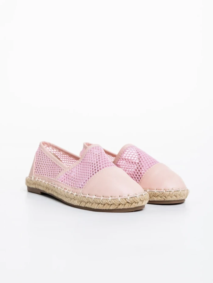 Espadrile copii roz din piele ecologica si material textil Guapissima