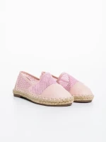 Espadrile copii roz din piele ecologica si material textil Guapissima