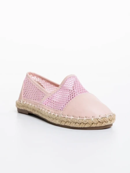Espadrile copii roz din piele ecologica si material textil Guapissima