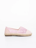 Espadrile copii roz din piele ecologica si material textil Guapissima