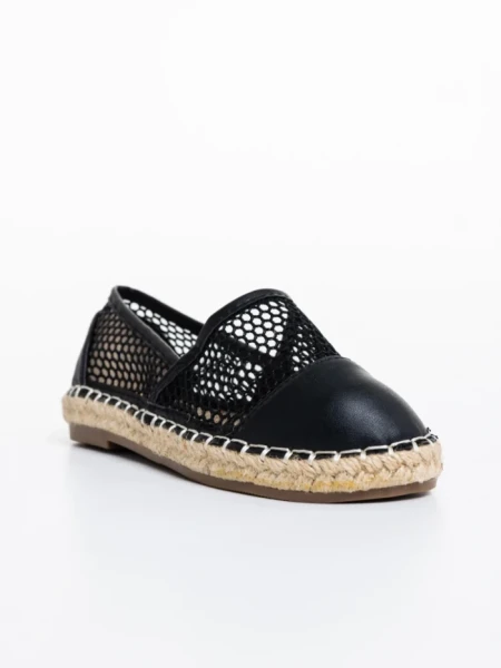 Espadrile copii negre din piele ecologica si material textil Guapissima