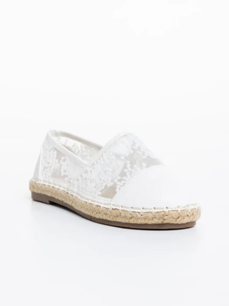 Espadrile copii albe din piele ecologica si material textil Erma