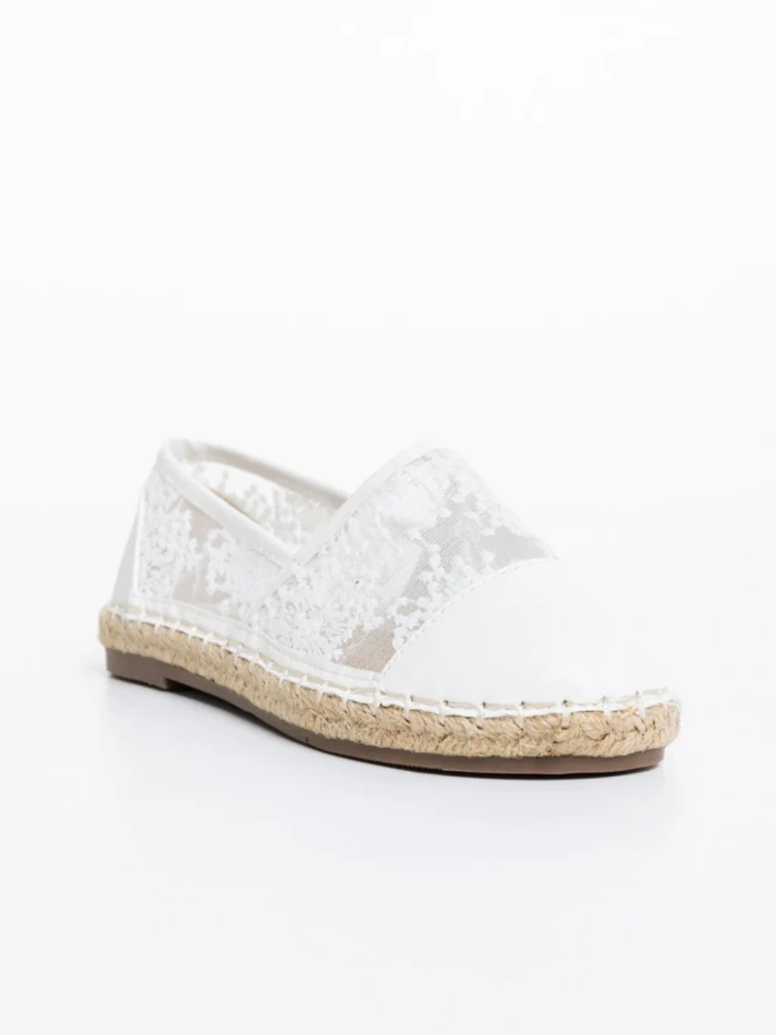 Espadrile copii albe din piele ecologica si material textil Erma