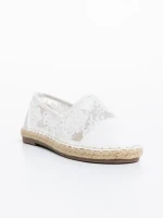 Espadrile copii albe din piele ecologica si material textil Erma