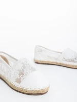 Espadrile copii albe din piele ecologica si material textil Erma