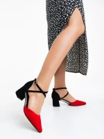 Pantofi dama rosii cu toc din material textil Sisley