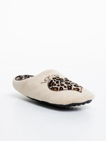 Papuci copii bej din blana sintetica Alegra