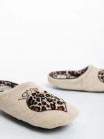 Papuci copii bej din blana sintetica Alegra