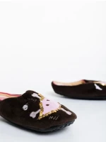 Papuci copii maro din blana sintetica Agape