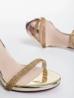 Sandale dama aurii din piele ecologica Lordina