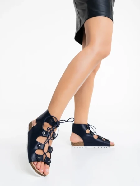 Sandale dama albastre din piele ecologica Makeena