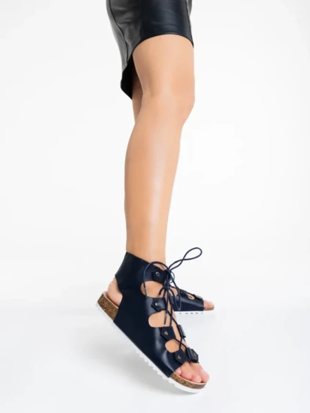 Sandale dama albastre din piele ecologica Makeena