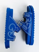 Papuci dama albastri din piele ecologica Eiko