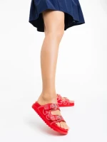 Papuci dama rosii din piele ecologica Eiko