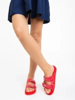 Papuci dama rosii din piele ecologica Eiko