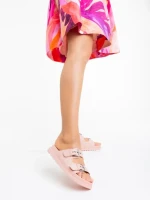 Papuci dama roz din piele ecologica Eiko