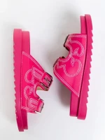 Papuci dama fucsia din piele ecologica Eiko