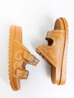 Papuci dama camel din piele ecologica Eiko