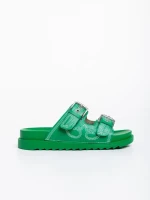 Papuci dama verde din piele ecologica Eiko