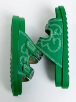 Papuci dama verde din piele ecologica Eiko