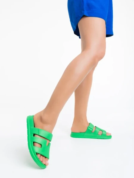 Papuci dama verzi din material sintetic Mika