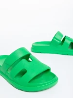 Papuci dama verzi din material sintetic Mika