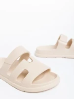 Papuci dama bej din material sintetic Mika