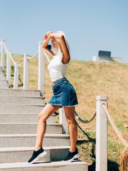 Pantofi sport dama negri din material textil Sakura