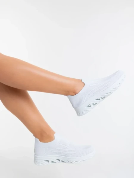 Pantofi sport dama albi din material textil Iazmin