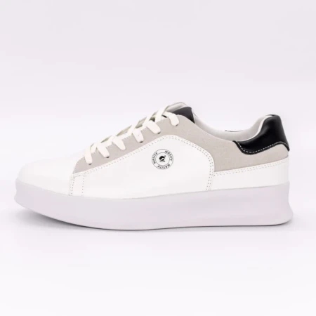 Pantofi sport barbati albi cu negru din piele ecologica Pierino