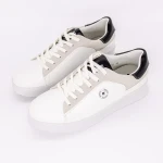 Pantofi sport barbati albi cu negru din piele ecologica Pierino