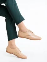 Pantofi casual dama bej inchis din piele ecologica Lailah