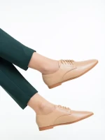 Pantofi casual dama bej inchis din piele ecologica Lailah