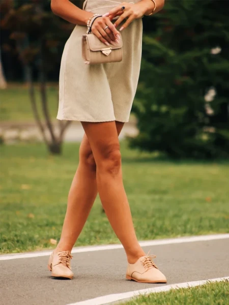 Pantofi casual dama bej deschis din piele ecologica Lailah