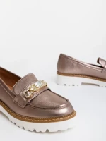 Mocasini dama aurii inchis din piele ecologica Jenima