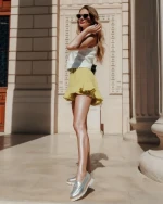 Mocasini dama argintii din piele ecologica Jenima