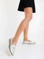 Mocasini dama argintii din piele ecologica Jenima