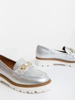 Mocasini dama argintii din piele ecologica Jenima