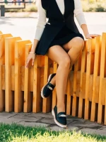 Mocasini dama negri din piele ecologica Jenima