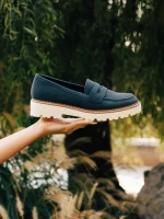 Mocasini dama albastri din piele ecologica Kelley