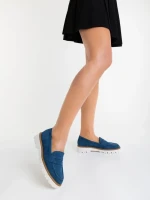 Mocasini dama albastri din piele ecologica Kelley